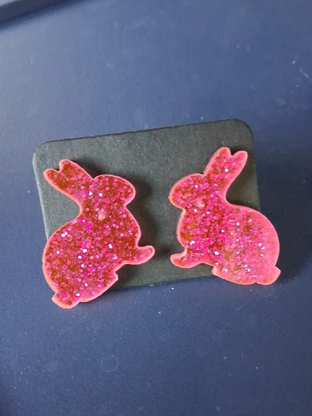 $8 Each Or Bundle 5/$20 Hot Pink Glitter Bunny Stud Earrings